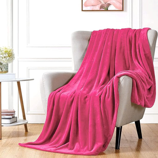 Walensee Fleece Blanket Plush Throw Fuzzy Lightweight (Throw Size 50x60 Hot Pink) Super Soft Microfiber Flannel Blankets for Couch, Bed, Sofa Ultra Luxurious Warm and Cozy for All Seasons