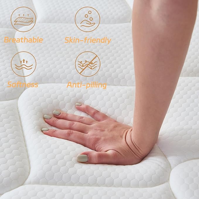 Full Size Mattress, 12 Inch Full Mattress in a Box, Memory Foam Hybrid Mattresses with Individual Pocket Spring for Motion Isolation & Silent Sleep, Pressure Relief, Medium Firm