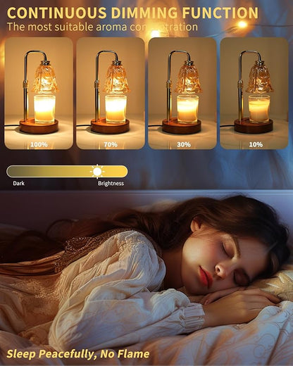 Tulip Candle Warmer Lamp, Adjustable Height, Dimmable Candle Warmer with Timer, Mom Womens Gifts for Birthday, Unique Home Decor Aesthetic (Gold)
