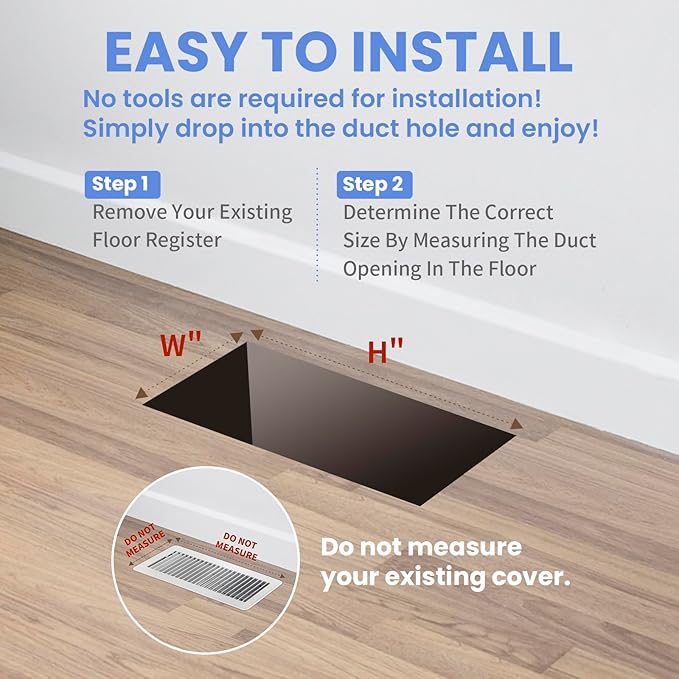 4x14 Inches Heavy Duty Walkable Floor Register - Easy Adjust Air Supply Lever Decorative Floor Vent Covers, Boston Design Vent Covers for Home - Satin Nickel