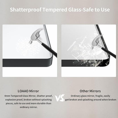 LOAAO 55X36 Inch Black Metal Framed Bathroom Mirror for Wall, Matte Black Bathroom Vanity Mirror Farmhouse, Large Rounded Rectangle Mirror, Anti-Rust, Tempered Glass, Hangs Horizontally or Vertically