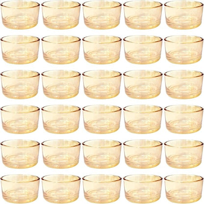 GOLDEAL 60 Pcs Gold Glass Tealight Candle Holders-Tea Candle Holders Bulk - Perfect for Weddings, Parties, Dinners - Ideal for 1.5" Standard Tealights and Candle Moulds