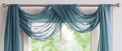 Warm Home Designs Extra Long Dusty Blue Sheer Window Scarf. Valance Scarves are 54 X 216 Inches. Great As Wedding Arch Draping Fabric, Bed Canopy Or for Decorative Project. AM Dusty Blue 216"