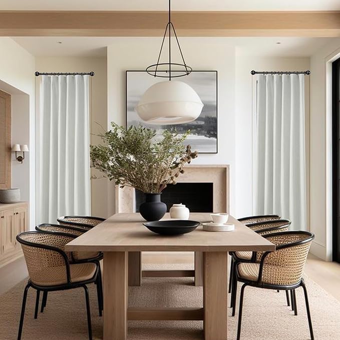 KangBang Grey Blackout Curtains 84 Inch Wide 2 Panels, Thermal Insulated Linen Textured Curtains for Hall Large Windows, Back Tab Loop Pocket Pleated Room Divider Curtains,84x108 Inch, Greyish White