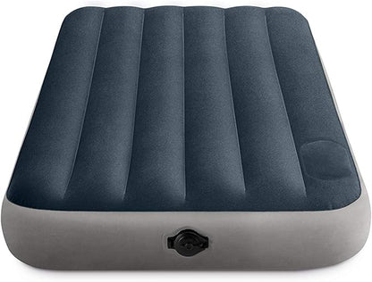 Intex 64781E Dura-Beam Standard Single-High Air Mattress: Fiber-Tech – Twin Size – 2-Step Pump – 10in Bed Height – 300lb Weight Capacity