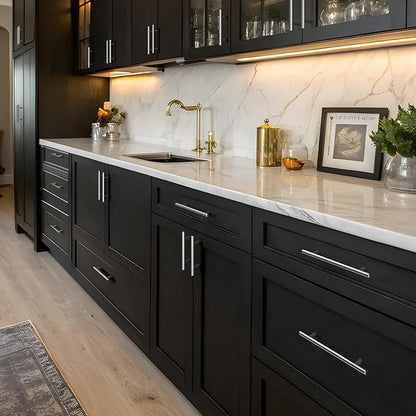 homdiy (400 Pack Drawer Pulls Brushed Nickel Cabinet Pulls HD201SN Cabinet Hardware Euro Style Drawer Handles 6-1/4in Hole Centers Kitchen Cabinet Handles Cupboard Handles