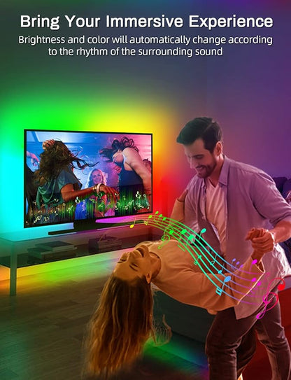 MATICOD LED Lights for TV Led Backlight, 16.4ft RGB Led Strip Lights for TV Lights Behind, USB Led Light Strip for 55-70in TV, Bluetooth APP Control Music Sync Strip Lighting for Christmas Decorations