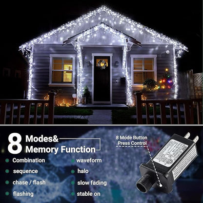 Quntis 164ft 2000 LED Cluster Christmas String Lights - 8 Modes Christmas Tree Lights - Outdoor Waterproof Dark Green Wire Christmas Lights Plug in for Holiday Wedding Party Home Decor, White