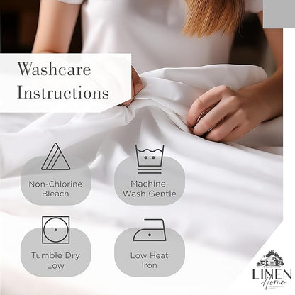 Linen Home 100% Cotton Printed Percale Sheets Queen Size, Deep Pocket, 4 Pieces Set - 1 Flat, 1 Deep Pocket Fitted Sheet and 2 Pillowcases, Crisp Cool and Strong Bed Linen, Grey Botanical Floral
