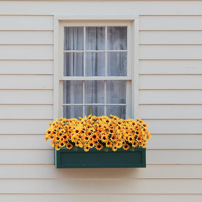 Uieke 24 Bundles Sunflowers Artificial Flowers Daisy Mums 24 Stems Fake Fall Flowers Outdoor UV Resistant No Fade Shrubs for Indoor Outside Home Wedding Office DIY Garden Fall Décor (Yellow)