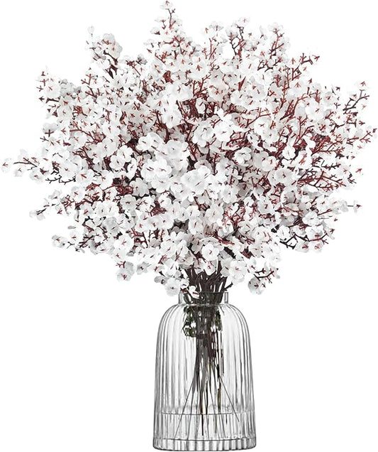 Uieke 6 Pcs Babys Breath Artificial Flowers Fake Silk White Flowers Faux Gypsophila Bouquet Real Touch Floral for Home Wedding Party Centerpieces DIY Décor
