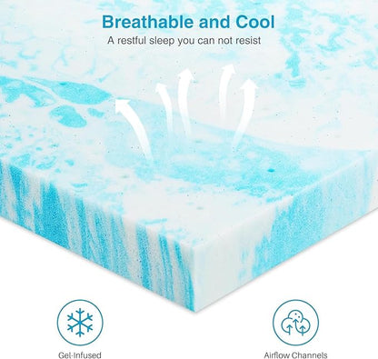 Mattress Topper, Twin XL Cooling Memory Foam Bed Toppers, 2 Inch Soft Mattress Pads for Sleeper Sofa, RV, Camper, CertiPUR-US Certified