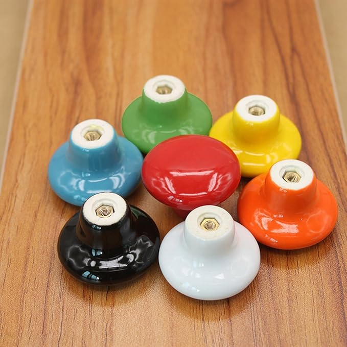 HUAMULAN 15PCS Black Glossy Ceramic Knobs Round Cabinet Dresser Pulls Door Handles Cupboard Wardrobe Drawer, Dia. 1.5 inch 38mm