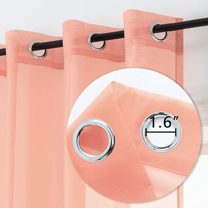 DUALIFE 2 Panels Pink Sheer Curtains 108 Inch Length for Girls Kid Room - Bed Canopy Voile Drape Curtains for Wedding Party Backdrop,52 Wide by 108 Long
