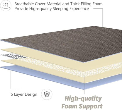 MAXYOYO Japanese Floor Mattress Futon Mattress, 4" Thicken Tatami Mat Sleeping Pad Foldable Roll Up Mat Boys Girls Dormitory Pad Kids Floor Lounger Pillow Bed, Charcoal Grey, Queen Size