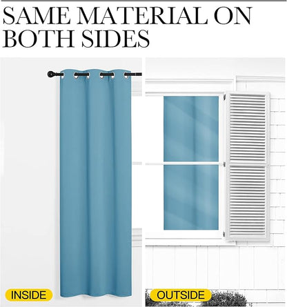 NICETOWN Teal Blue Blackout Curtains 78 inches Length for Living Room, 2 Panels, 55" Wide, Thermal Insulated Decoration Drapes for Bedroom Window