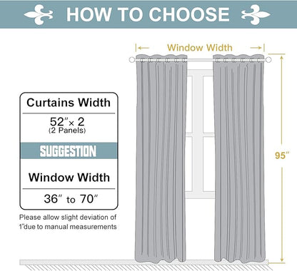 ChrisDowa 100% Blackout Curtains for Bedroom with Black Liner, 2 Thick Layers Total Blackout Thermal Insulated Grommet Long Window Curtains 2 Panels Set (Burgundy, 52 x 95 Inch)