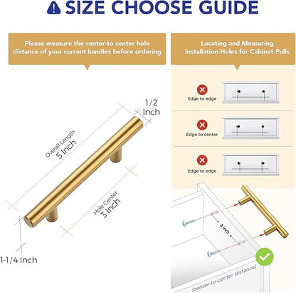 Ravinte 30 Pack 5 Inch Cabinet Pulls Brushed Brass Stainless Steel Kitchen Drawer Pulls Cabinet Handles 5”Length, 3” Hole Center