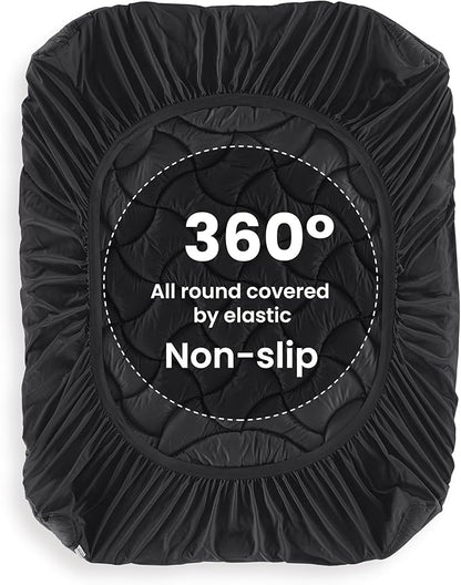 SLEEP ZONE Cooling Mattress Topper California King, Premium Zoned Cool Mattress Pad Cover, Padded Mattress Protector Breathable Washable, Deep Pocket 8-21" (Black, Cal King)