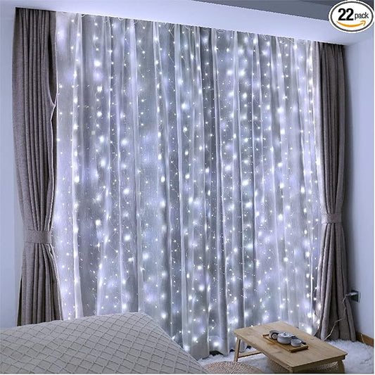 ZSJWL 300 LED White Curtain Lights, 9.8x9.8Ft DIY Windows Fairy String Lights with Remote 8 Modes Timer for Bedroom, USB Plug in Fairy Curtain Lights for Indoor Outdoor Weddings Party Garden Wall