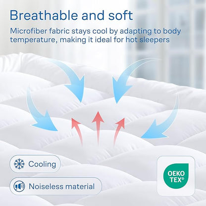 Ultra Soft Twin XL Mattress Topper - Cloud-Like Mattress Pad for Back Pain Relief - Breathable Cooling Material for Hot Sleepers