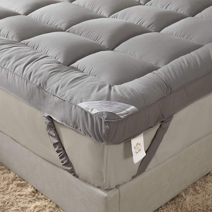 Plush Extra Thick Twin XL Mattress Topper, Soft & Cooling Pillow Top Bed Topper for Back Pain with 300TC Cotton Cover, Overfilled Mattress Pad Cover for Back Pain, Fit to 6”-22” Mattress.