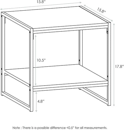 Furinno FM19122GYW Camnus Modern Living 2-Tier End Table, French Oak Grey, 15.9 in x 15.75 in x 18 in