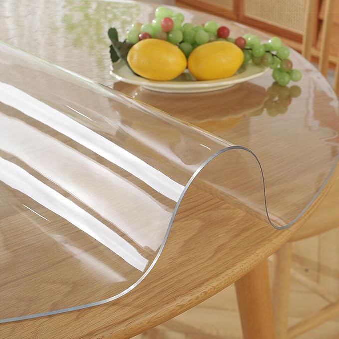 26 Inch Clear Round Table Cover Protector 1.5mm Thick Table Protector for Dining Room Waterproof Plastic PVC Vinyl Tablecloth Cover Circle Tabletop Desk Pad Mat for Furnture Coffee End Bed Side Table