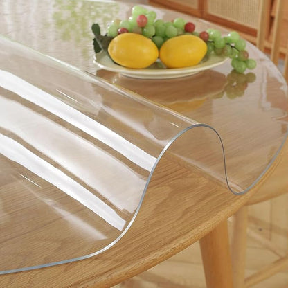 47 Inch Round Clear Table Protector for Dining Kitchen Desk Top Pad Mat Glass Furniture Coffee Marble End Bed Sofa Side Bar Night Stand Dinner Table Thick Plastic PVC Vinyl Circle Tablecloth Cover