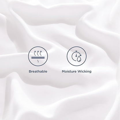 Bedsure Cooling Sheets Twin, Rayon Derived from Bamboo, Cooling Sheets, Breathable & Soft, Deep Pocket Up to 16 Inches, Hotel Luxury Silky Bedding for Hot Sleepers, White