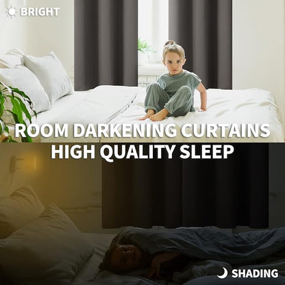 BGment Blackout Curtains for Bedroom - Grommet Thermal Insulated Room Darkening Curtains for Living Room, Set of 2 Panels (52 x 84 Inch, Grey)
