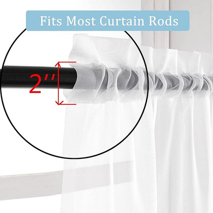 OWENIE Short White Sheer Curtains 36 Inches 2 Panels Set - Kitchen Tiers Valances Curtains Light Filter Rod Pocket Voile Cafe Curtains for Kitchen Bathroom Small Half Window, 42 in W x 36 in L