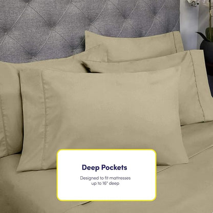 Cal King Size Bed Sheets - 6 Piece 1500 Supreme Collection Fine Brushed Microfiber Deep Pocket California King Sheet Set Bedding - 2 Extra Pillow Cases, Great Value, California King, Sage
