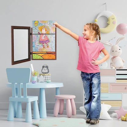 [3Pack] Kids Art Frames, 9x12 Front Opening Kids Artwork Frames Changeable, Brown Artwork Display Storage Frame for Wall, Holds 50 Pcs, for 3D Picture, Crafts, Children Drawing, Hanging Art, Portfolio