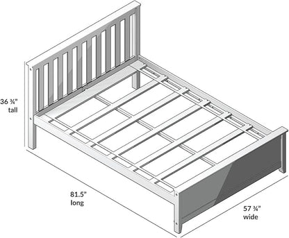 Max & Lily Full Size Bed Frame with Slatted Headboard, Solid Wood Platform Bed for Kids, No Box Spring Needed, Easy Assembly, Clay