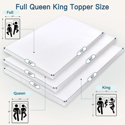 Airensky 3 Inch Memory Foam Mattress Topper, Cooling Gel Infused High Density King (76"x80") Topper with Removable Skin-Friendly Cover, Bed Topper for Pressure Relief Back Pain, CertiPUR-US Certified