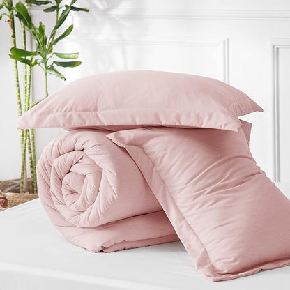 Bedsure King Size Comforter Set - Pink Soft Bedding for All Seasons, Cationic Dyed Bed Set, 3 Pieces, 1 King Size Comforter (104"x90") and 2 Pillow Shams (20"x36"+2")