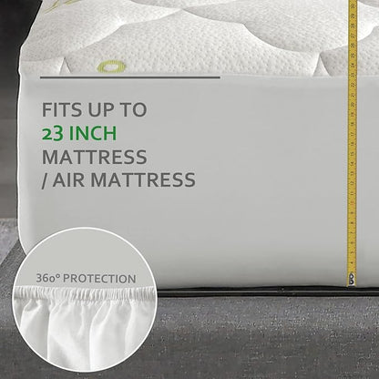 California King Air Mattress Pad, Thick Quilted Mattress Topper Cal King, Soft Breathable and Noiseless Down Alternative Fiber Pillow Top Mattress Cover with Deep Pocket Fits Up to 23 Inch Mattress