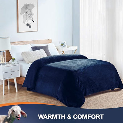 Walensee Fleece Blanket Plush Throw Fuzzy Lightweight (California King Size 108x102navy Blue) Super Soft Microfiber Cal King Size Flannel Blankets for Couch, Bed, Sofa Warm and Cozy for All Seasons