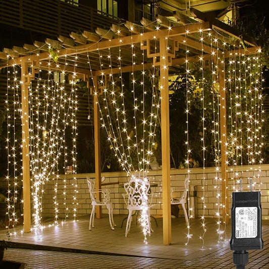 Lighting EVER 594 LED Curtain Lights, 20 x 10 ft Plug in Hanging Fairy String Lights, Wedding Party Backdrop Lights, Twinkle Lights for Wall, Patio, NOT Connectable (XL Size, 27 Strings, 9" Apart)