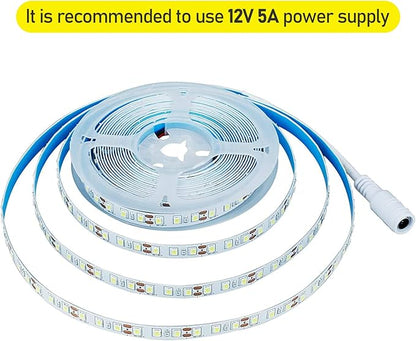 12V 5M/16.4ft LED Strip Light Warm White 3000K 600LEDs Flexible SMD2835 High Brightness No-Waterproof IP20 LED Tape Lights for Bedroom Kitchen Party etc(No Power Supply)