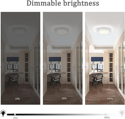 LED Ceiling Light,Auffel Minimalist Modern 11-Inch Surface Flush Mount Light Fixture Glass 4000K Daylight White Lamp 1980LM K9 Crystal Chandelier Lighting for Kitchen,Bathroom,Bedroom,Hallway