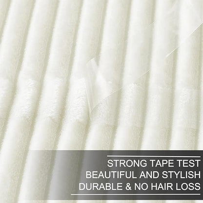 Richave Cuddly Blanket,Premium Lightweight Anti-Static Fluffy Fleece Travel Throw, Blanket with Striped Pattern, 50x60 Inches, Cream