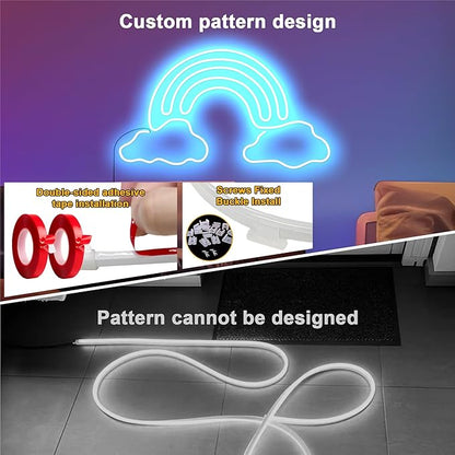 Cozylady RGB Neon LED Rope Lights, Waterproof Bluetooth APP Remote Control Music Sync Strip Lights, 24V Flexible DIY Silicone Light for Bedroom Home Indoor Outdoor Decor (15M/50Ft)