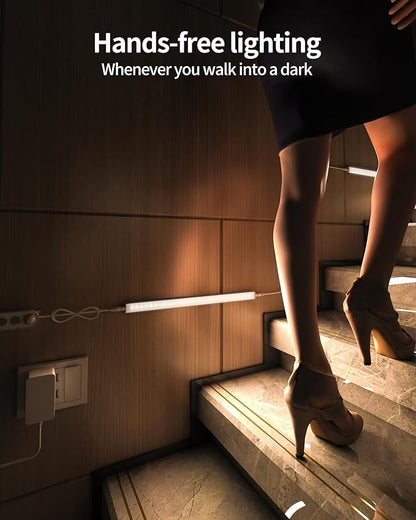 Motion Sensor Dimmable Under Cabinet Lighting, 6000K White, Plug-in, Linkable LED Closet Light Bars, 12-inch 2 Pack