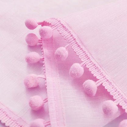 Treatmentex Pink Sheer Curtains for Girls-Room 108inch Long Window Drapes with Cute Pom Pom Design for Salson Party Ceremony Birthday Décor 52" w X 2 Pack