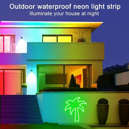 50ft Neon Rope Light, 24V RGB LED Strip Lights, Multi-Color, Music Sync, Dimmable, Remote/APP Control, Flexible DIY Design for Bedroom Indoor Outdoor
