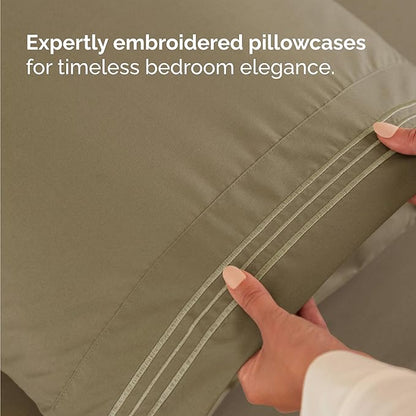 Twin Size 3 Piece Sheet Set - Comfy Breathable & Cooling Bed Sheets Set - Hotel Luxury Bedding for Women, Men, Kids, Teens, Boys & Girls - Deep Pockets, Ultra-Soft and Wrinkle Free - Oeko-Tex - Khaki