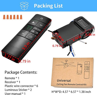 Universal Thermostatic Ceiling Fan Remote Control Kit Replacement for Hampton Bay Home Decorators Collection Hunter Harbor Breeze,w/Speed Control Timer Light Dimmer,for 2AAZPHD3/HD3 KUJCE10320/TR222A