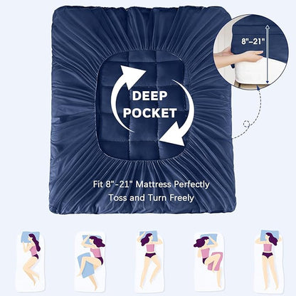CYMULA King Mattress Topper, Extra Thick Pillow Top Mattress Topper, Cooling Mattress Pad Cover Bed Topper with 8-21 Inch Pockets, Plush Down Alternative Fill Mattress Protector